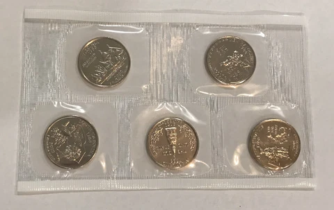 2000 P State Quarter Set In US Mint Cello 5 Coin Lot Cover