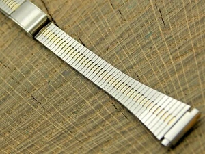 Kreisler NOS Vintage Unused 10mm-13mm 2 Tone Stainless Sliding Clasp Watch Band - Picture 1 of 6