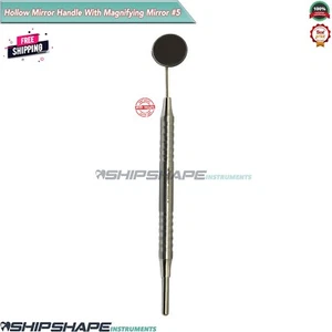 Magnifying Mirror # 5 Hollow Mirror Handle Stainless Oral Care Dental Instrument - Bild 1 von 9