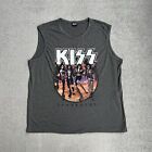 Kiss Herren Rock Band T-Shirt Ärmellos Gr. 2Xl Print Logo 12004 Grau