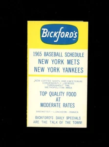 1965 Bickfords NY Mets & NY Yankees Schedule - Picture 1 of 3