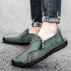 Men's Business Casual Shoes Leather Loafers Breathable Slip on Shoes Moccasins - Picture 1 of 28