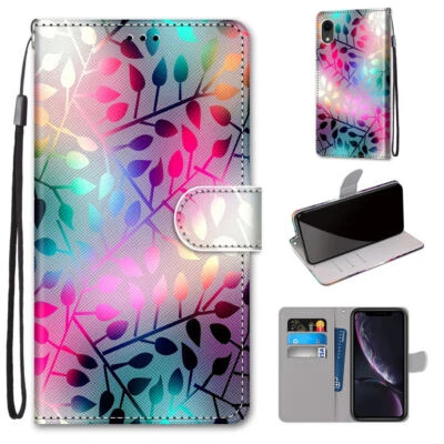 For Various Phone semi transparent glass Card Wallet Bag Case Flip Stand Cover - Image 1 of 4