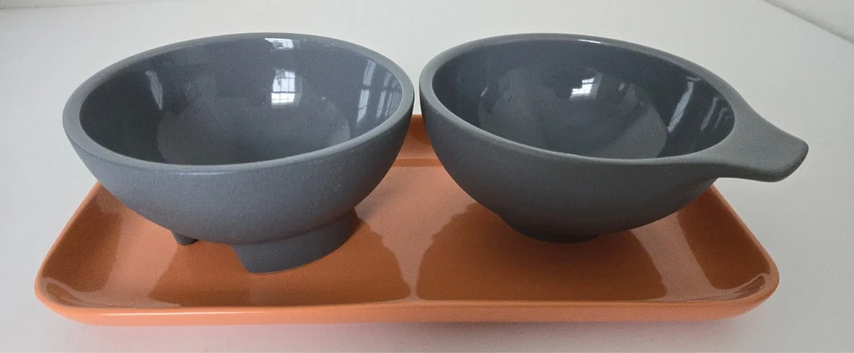 IKEA ÖMSESIDIG OMSESIDIG Tray With 2 Bowls Orange/Gray (605.500.23)  New - Image 1 of 4