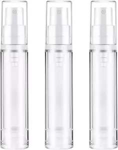 3Pcs Empty Airless Pump Bottle Refillable Clear Travel Lotion Pump Containers Va - Picture 1 of 12