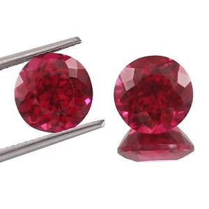 AAA Natural Blood Red Mozambique Ruby Loose Round Gemstone Cut Pair 10x10 MM - Picture 1 of 6