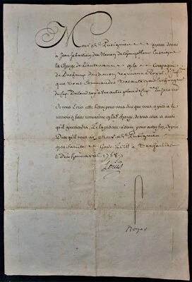 KING LOUIS XV SIGNED APPOINTMENT In the company of Duchamp Royal Infantry - 1758 - Image 1 of 4