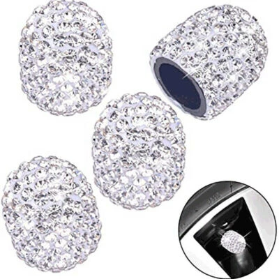 4Pcs Bling Diamond Cap Car Accessories Wheel Tire Air Valve Stem Cap Cover Trims - Image 1 of 4