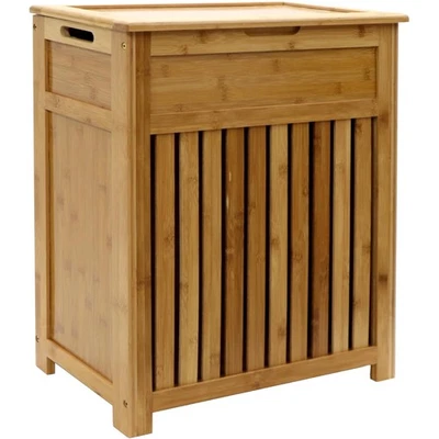 Cesta de ropa de carga superior de bambú Redmon, tamaño completo con tapa con bisagras y asas Foto 1 de 4