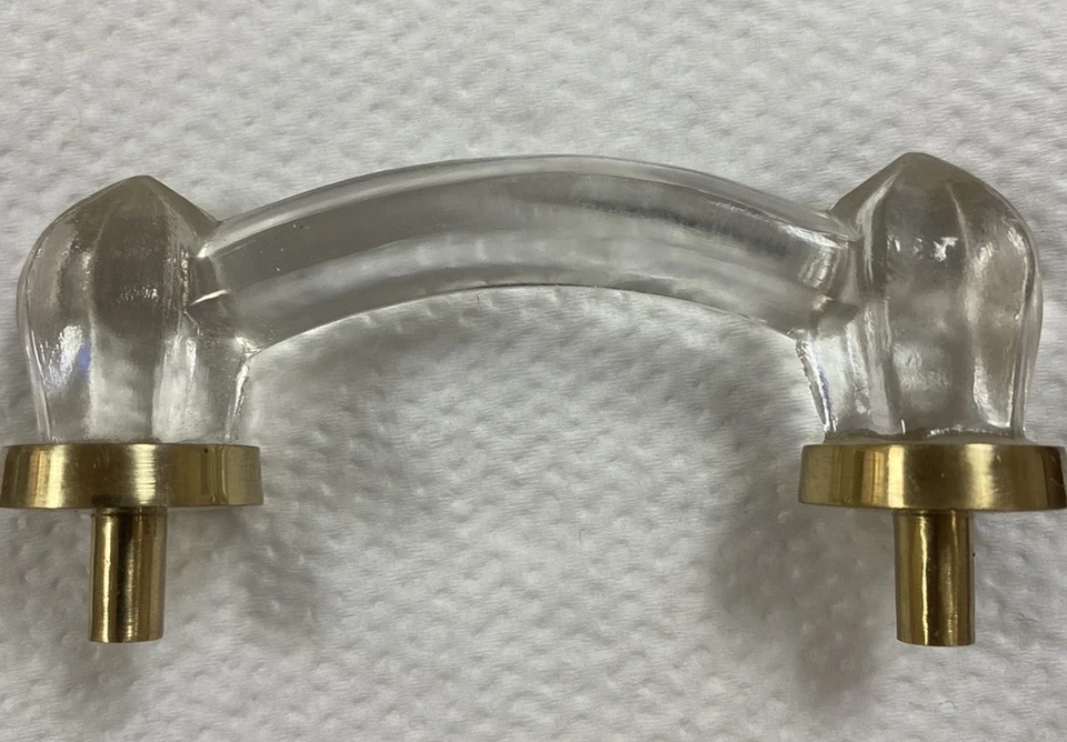 "Herrajes de restauración en forma de estrella tiradores de vidrio transparente y latón 3"" ¡Nuevo! Juego de 8 Foto 1 de 4