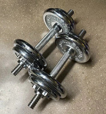  Bollinger Chrome Barbell 4 3lb & 4 5lb Threaded Weight Plates & 2 Bars W Nuts - Image 1 of 4