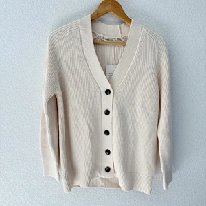 Everlane Organic Cotton Cocoon Cardigan Sweater XS Cream Chunky Fisherman - Picture 1 of 6