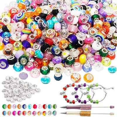 380Pcs European Rhinestone Beads & 200Pcs Lampwork Spacer Bead for Bracelets ... - Изображение 1 из 4