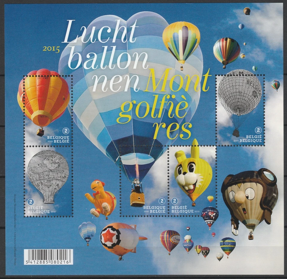 Globos aerostáticos Bélgica 2015 hoja MNH Foto 1 de 1