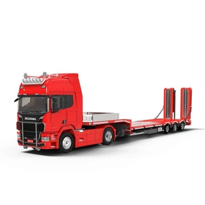 SCANIA Flatbed Transport Trailer  - red - Time Micro 1:64 - Immagine 1 di 4