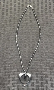 Hematite Silver Tone Heart Necklace - Picture 1 of 6