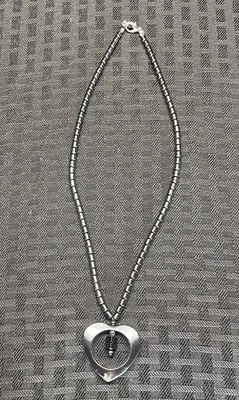 Hematite Silver Tone Heart Necklace - Image 1 of 4