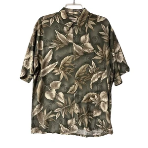 Campia Moda Hawaiian Shirt Large Tropical Flowers Floral Brown Tan Rayon summer - Picture 1 of 5