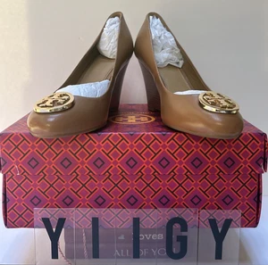 🐼💦 Tory Burch 🐼💦 Talla 6 🐼 Zapatos Benton Cuña Cuero Napa Bronceado Real 🐼 SR - Imagen 1 de 11