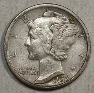 1919-D Mercury Dime, Better Date, Choice Extremely Fine 0825-01 - Picture 1 of 2