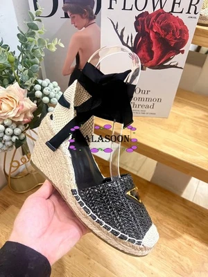 2025 fashion woman 8cm rubber wedge sandals lace-up sandals Size: 36-41 - Image 1 of 4