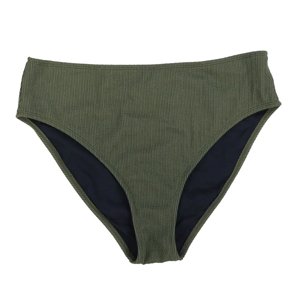 DKNY MOSS Textured High-Waist Bikini Swim Bottom US Medium