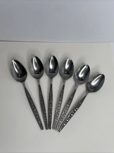 Juego de 6 cucharaditas sólidas vintage Granada rosa acero inoxidable Japón - Imagen 1 de 5