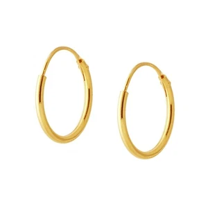 Orecchini Cerchio mm 14 con Canna Tubolare Liscia mm 1,2 in Argento 925 - Picture 1 of 1