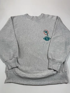 Vintage Miami Dolphins Sweatshirt XL grau Champion Reverse Weave Warmup 80er NFL - Bild 1 von 9