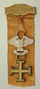 Vintage Freimaurermedaille & Robbon: Massachusetts Konsistorium, 32. Grad; Double Eagle - Bild 1 von 4