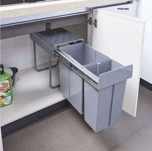 Einbau-Abfalleimer Abfallsammler Mülleimer Ausziehbar Grau 1x20L+1x10L - Bild 1 von 7