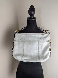 Antonio Melani Cuero Cocodrilo Blanco en relieve Hobo Cartera de Hombro Mascota - Imagen 1 de 24