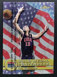 1999-00 Topps Finest Tim Duncan, Team USA Gold Medal Contenders, Spurs