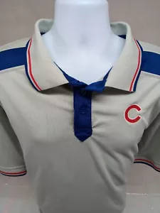 Stitches Mens Extra Large Gray and Blue Chicago Cubs Short Sleeve Polo Shirt - Picture 1 of 12