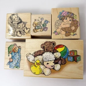 Dreamsicles 4330~Baby Buddies~Expecting D51~Bear~5 Rubber Stamps~Mixed Brands - Picture 1 of 12