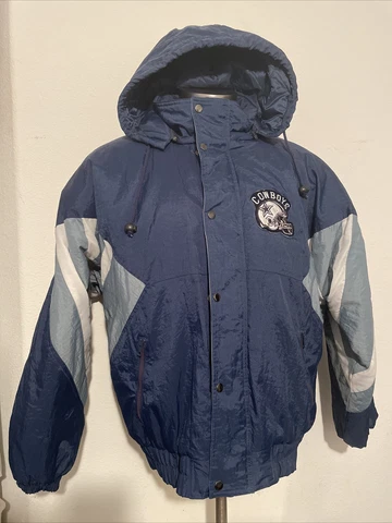 KOCAL Vntg NFL Dallas Cowboys Blue Hooded Zipper/Snap Jacket Men's XL Cover