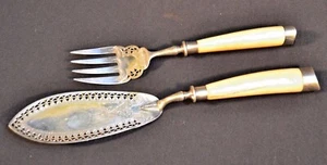 Ausgefallenes antikes Harrison Brothers & Howson Sterlingsilber Fisch Servierset Servierbesteck - Bild 1 von 8