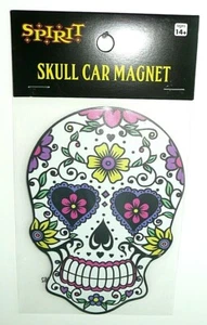 Sugar Skull Car Magnet Dia de los Muertos Fridge Day of Dead Halloween Flowers - Picture 1 of 3