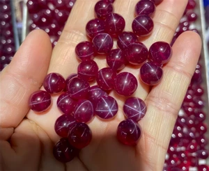High quality Round bead Red Star Ruby Lab Created High hardness Loose Gemstone - Picture 1 of 6