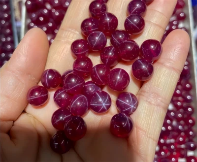 High quality Round bead Red Star Ruby Lab Created High hardness Loose Gemstone - Image 1 of 4