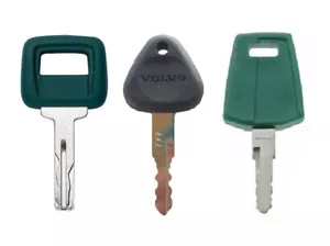 Set of 3 Volvo Keys - Heavy Equipment Key Set w/ Laser - Excavator Loader Truck - Picture 1 of 6