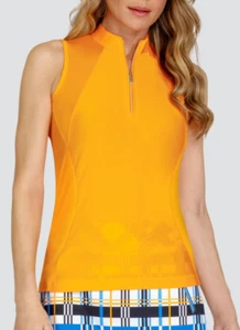NEW TAIL Activewear NAVI MARIGOLD 1/4 ZIP WOMEN LARGE Sleeveless GOLF TOP YELLOW - Picture 1 of 11