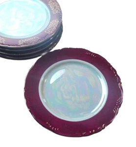 Japan Merlot White Iridescent Porcelain  Salad Plates 7 3/4" Set Of 6 - Picture 1 of 8