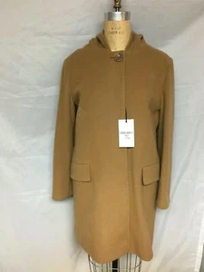Cinzia Rocca Petite Hooded Wool Coat with Stitch Detail  Tobacco NWT $1045 - Picture 1 of 4