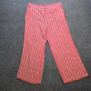 Isaac Mizrahi Live Pants Women 1X Red Striped Linen Blend Bridgehampton Wide Leg - Picture 1 of 10