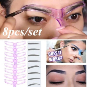 8PCS DIY Eyebrow Shaper Makeup Template Eyebrow Grooming Shaping Stencil Kit> ^❤ - Picture 1 of 10