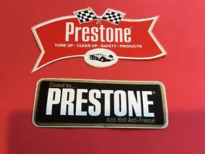 PAIR VINTAGE STICKERS 1970'S PRESTONE STICKERS 5.5 INCH - Picture 1 of 2