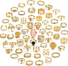 70 Pcs Vintage Gold Rings Set For Women Teen Girls, Boho Midi Finger Knuckle Rin