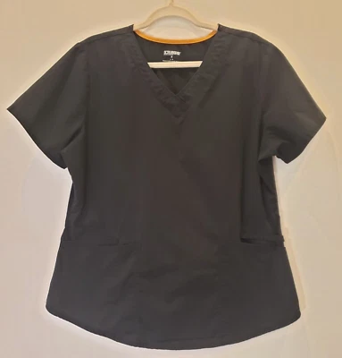 Blusa Médica Scrubstar Negra Manga Corta Bolsillos Damas Talla Grande Foto 1 de 4