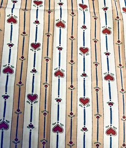 VTG`93 COUNTRY CHIC Hearts & Stripes by SUSAN WINGET for Fabric Traditions BTFQ - Picture 1 of 5
